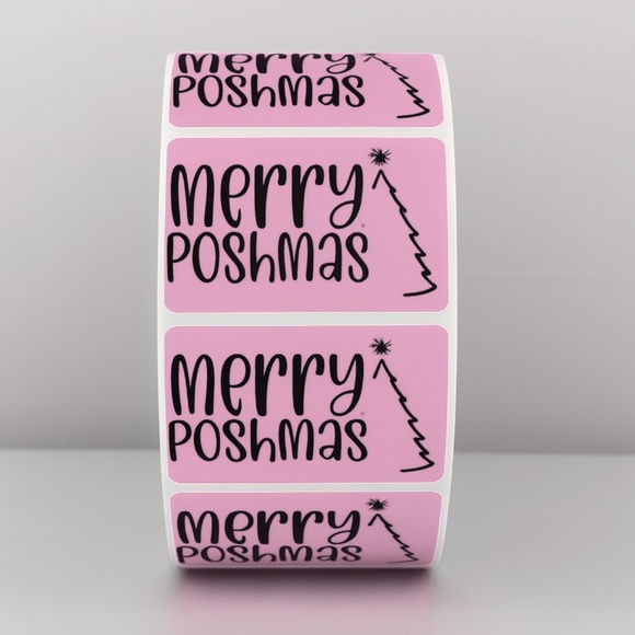 Merry Poshmas Stickers | Green Holiday Poshmark Christmas Packaging Labels - Picture 8 of 11